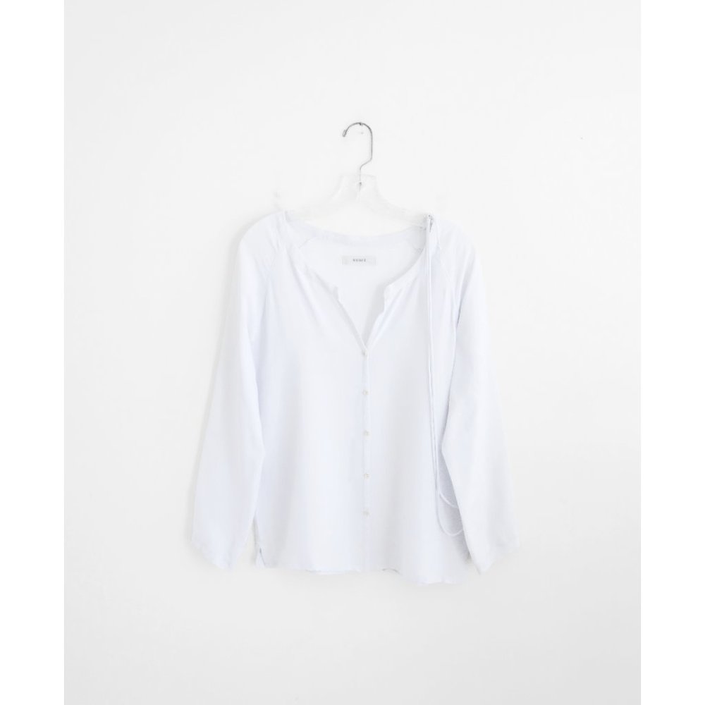 Humanoid Light Pale Blue Raglan Long Sleeve Button Down Blouse size Small
